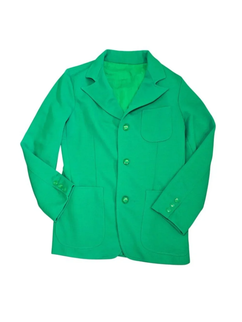 70s Mens Green Sports Jacket Blazer Sz XS 34 VTG Retro‎ Polyester Cosplay